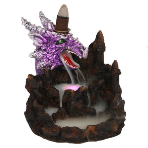 Backflow Incense Burner with Light Purple Dragon