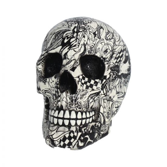 Abstraction Monochrome Butterfly Checkered skull19cm