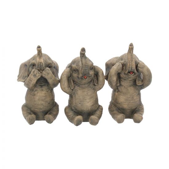 See No Evil Three Wise Elephants Figurines Animal Ornaments 16cm