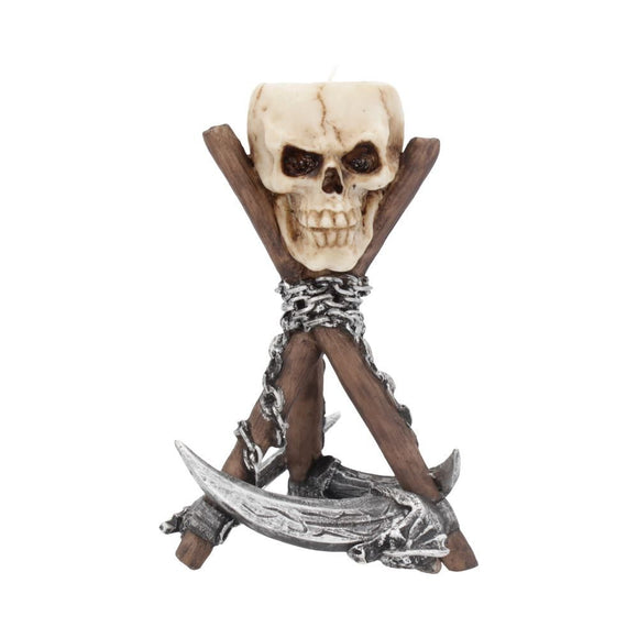 Reapers Scythe Skull Tealight Holder Rest 15.8cm