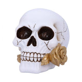 Floral Fate Golden Rose Skull Ornament 17.5cm